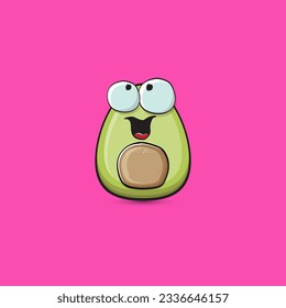 funny cartoon cute tiny avocado character isolated on pink background. My name is avocado vector concept. vector healthy summer funky avocado fruit character