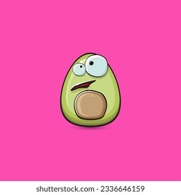 funny cartoon cute tiny avocado character isolated on pink background. My name is avocado vector concept. vector healthy summer funky avocado fruit character