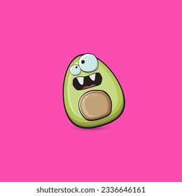 funny cartoon cute tiny avocado character isolated on pink background. My name is avocado vector concept. vector healthy summer funky avocado fruit character