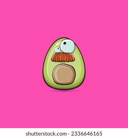 lustige Cartoon süße winzige Avocado-Figur einzeln auf rosafarbenem Hintergrund. Mein Name ist Avocado-Vektorkonzept. Vektorgesund Sommer funky avocado Fruchtcharakter