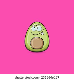 funny cartoon cute tiny avocado character isolated on pink background. My name is avocado vector concept. vector healthy summer funky avocado fruit character