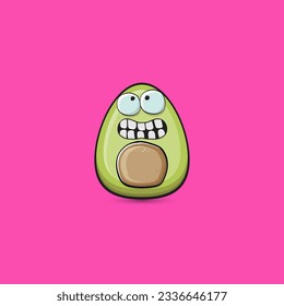 funny cartoon cute tiny avocado character isolated on pink background. My name is avocado vector concept. vector healthy summer funky avocado fruit character