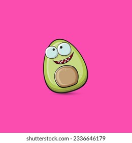 caricatura graciosa lindo pequeño personaje de aguacate aislado en un fondo rosado. Mi nombre es concepto vectorial aguacate. vectorial sano funky personaje de la fruta avocado