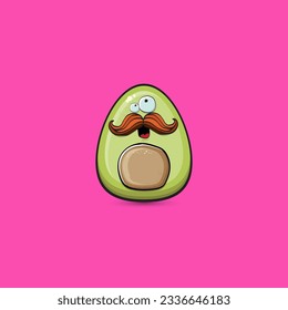 funny cartoon cute tiny avocado character isolated on pink background. My name is avocado vector concept. vector healthy summer funky avocado fruit character