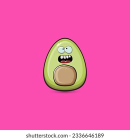 funny cartoon cute tiny avocado character isolated on pink background. My name is avocado vector concept. vector healthy summer funky avocado fruit character