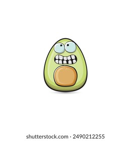 funny cartoon cute tiny avocado character isolated on transparent background. My name is avocado vector concept. vector healthy summer funky avocado fruit character logo and sticker