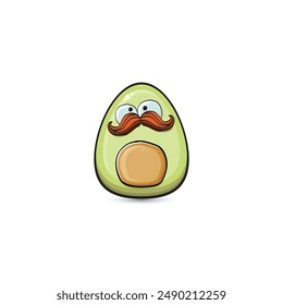 funny cartoon cute tiny avocado character isolated on transparent background. My name is avocado vector concept. vector healthy summer funky avocado fruit character logo and sticker