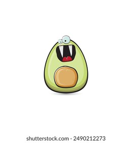 funny cartoon cute tiny avocado character isolated on transparent background. My name is avocado vector concept. vector healthy summer funky avocado fruit character logo and sticker