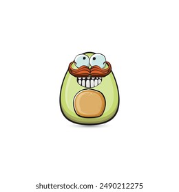 funny cartoon cute tiny avocado character isolated on transparent background. My name is avocado vector concept. vector healthy summer funky avocado fruit character logo and sticker