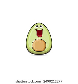 funny cartoon cute tiny avocado character isolated on transparent background. My name is avocado vector concept. vector healthy summer funky avocado fruit character logo and sticker