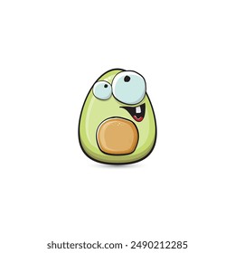 funny cartoon cute tiny avocado character isolated on transparent background. My name is avocado vector concept. vector healthy summer funky avocado fruit character logo and sticker