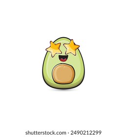 funny cartoon cute tiny avocado character isolated on transparent background. My name is avocado vector concept. vector healthy summer funky avocado fruit character logo and sticker