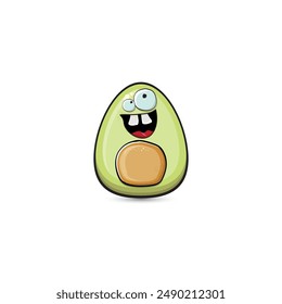 funny cartoon cute tiny avocado character isolated on transparent background. My name is avocado vector concept. vector healthy summer funky avocado fruit character logo and sticker