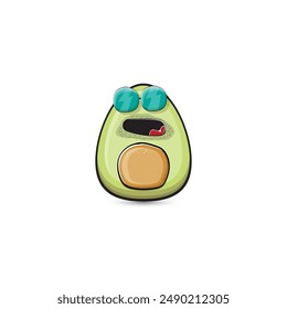 funny cartoon cute tiny avocado character isolated on transparent background. My name is avocado vector concept. vector healthy summer funky avocado fruit character logo and sticker