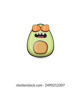 funny cartoon cute tiny avocado character isolated on transparent background. My name is avocado vector concept. vector healthy summer funky avocado fruit character logo and sticker