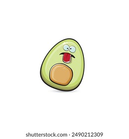 funny cartoon cute tiny avocado character isolated on transparent background. My name is avocado vector concept. vector healthy summer funky avocado fruit character logo and sticker