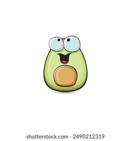 funny cartoon cute tiny avocado character isolated on transparent background. My name is avocado vector concept. vector healthy summer funky avocado fruit character logo and sticker