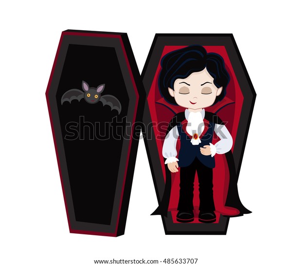 Funny Cartoon Cute Vampire Boy Sleeps Stock Vector (Royalty Free) 485633707