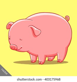 funny cartoon cute vector fat pig illustration
