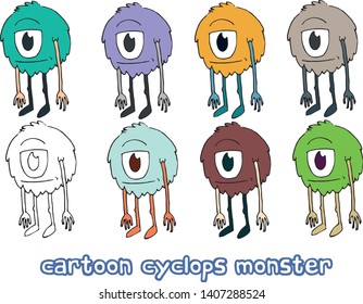 Funny cartoon cyclops monster doodle