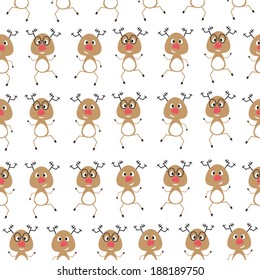 funny cartoon dancing deer.
  seamless pattern