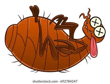 Funny Cartoon Dead Flea. Cartoon Pest Series. 