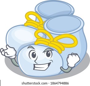 A funny cartoon design concept of baby boy boots with happy face