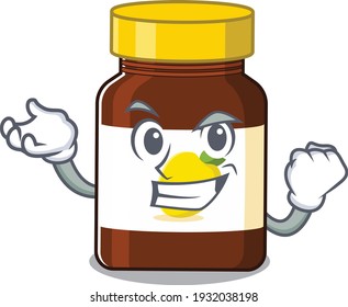 A funny cartoon design concept of bottle vitamin c with happy face