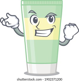 A funny cartoon design concept of cleansing foam with happy face
