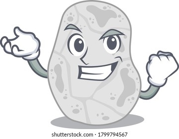 Un divertido diseño de caricatura de planctomicetos blancos con cara feliz