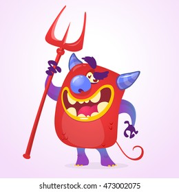 Funny cartoon devil. Halloween vector isolated