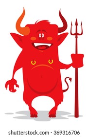 funny cartoon devil with a trident