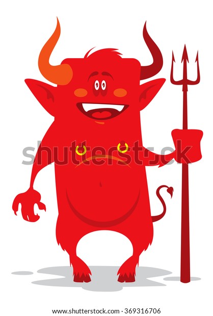 Funny Cartoon Devil Trident Stock Vector (Royalty Free) 369316706