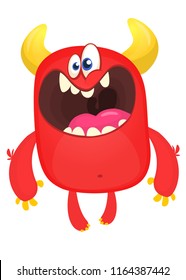 Funny cartoon devil. Vector Halloween monster character.