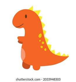 Funny cartoon dinosaur, cute illustration in flat style. Colorful print for clothes, books, textile, design and decor. Illustration for babies, kids and children. 