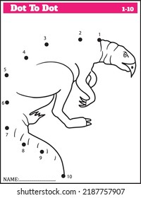 Funny cartoon dinosaur. Dot to dot game for kids, Numbers Worksheet.