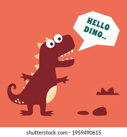 Funny cartoon dinosaur drawing as vector, Creative vector childish background for fabric, textile, nursery wallpaper, poster, card, brochure. and other decoration.