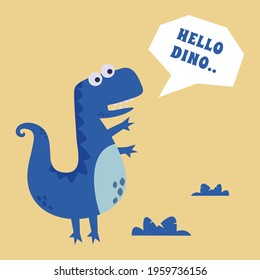 Funny cartoon dinosaur drawing as vector, Creative vector childish background for fabric, textile, nursery wallpaper, poster, card, brochure. and other decoration.