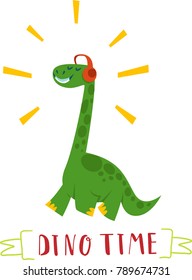 Funny cartoon dinosaur. Isolated on white background. Design for kids t-shirt.