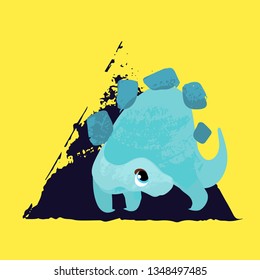 Funny Cartoon dinosaur. Vector illustration, poster, card, print
