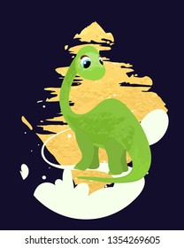Funny Cartoon dinosaur. Vector illustration, poster, card, print