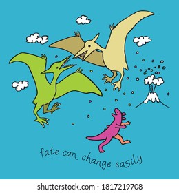 Funny cartoon dinosaur. Vector illustration