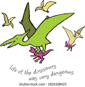 Funny cartoon dinosaur. Vector illustration