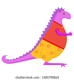 Funny cartoon dinosaur. Vector stock isolated image on white background. Flat design