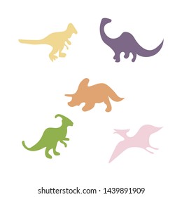 Funny cartoon dinosaurs collection. Vector illustration 