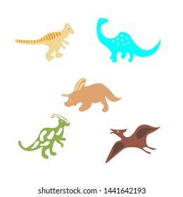 Funny cartoon dinosaurs collection. Vector illustration 