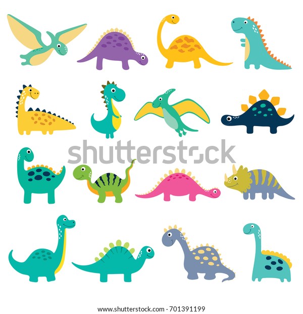 Funny\
cartoon dinosaurs collection. Vector\
illustration