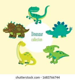 Funny cartoon dinosaurs vector collection.