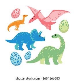 Funny cartoon dinosaurs vector collection.