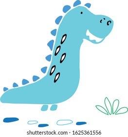 Funny cartoon dinosaurs. Vector illustration.